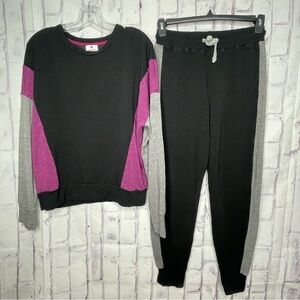 Sundry Sweatshirt & Joggers Matching Set Medium Sz 2 Colorblock Comfy Athleisure